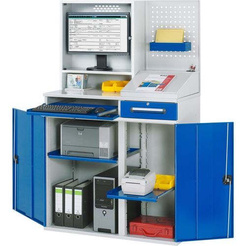 Arbeitsplatz für Werkstatt - 07-1100T-M99-MG2.11 - RAU - Computer / höhenverstellbar / mit Trennwand