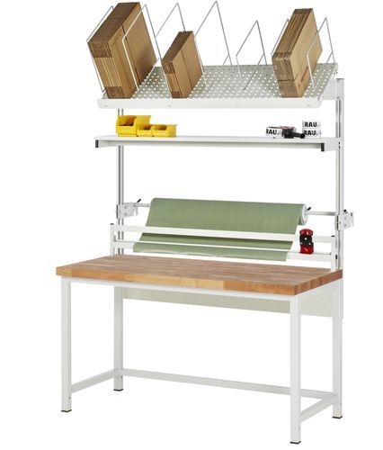 Höhenverstellbarer Verpackungsstand - 03-8000-1-157B4H-VP03.12 - RAU - Buche / modular / robust