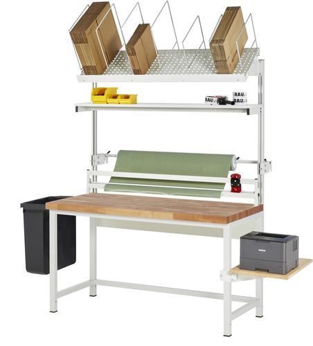 Höhenverstellbarer Verpackungsstand - 03-8000-1-157B4H-VP04.12 - RAU - Buche / modular / individuell gestaltbar