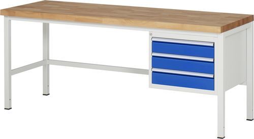 Buche-Werkbank - 8127 - RAU - mit Schublade / mit 3 Schubladen