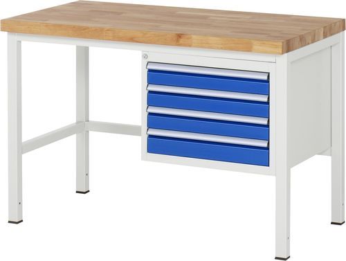 Buche-Werkbank - 8133 - RAU - mit Schublade / mit 4 Schubladen