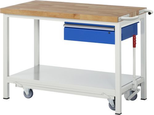 Buche-Werkbank - 8001 - RAU - für Werkstatt / mit Schublade / mobil
