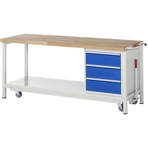 Buche-Werkbank - 8157 - RAU - für Werkstatt / mobil / mit 3 Schubladen