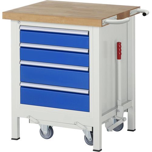 Buche-Werkbank - 8162 - RAU - mit 4 Schubladen / mobil