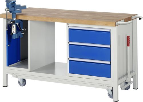 Buche-Werkbank - 8183 - RAU - für Werkstatt / mit Schublade / mit 3 Schubladen