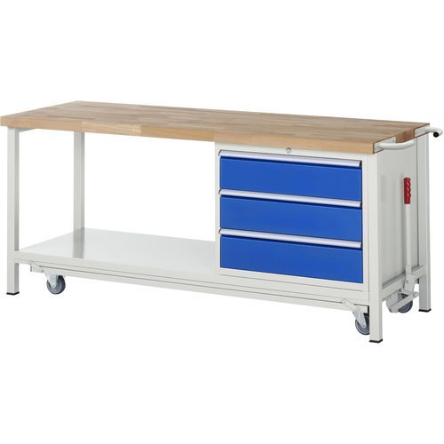 Buche-Werkbank - 8257 - RAU - für Werkstatt / mit Schublade / mit 3 Schubladen