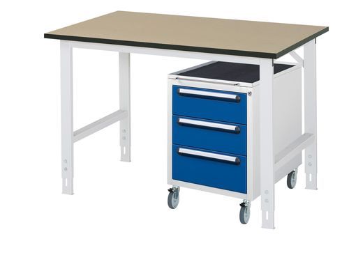 Stahl-Werkbank - 06-625F80-12-KM09.11 - RAU - für Werkstatt / höhenverstellbar / modular