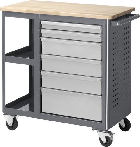 Buche-Werkbank - 02-6010.991-AE - RAU - 6-Schubladen / mit Fächern / mobil