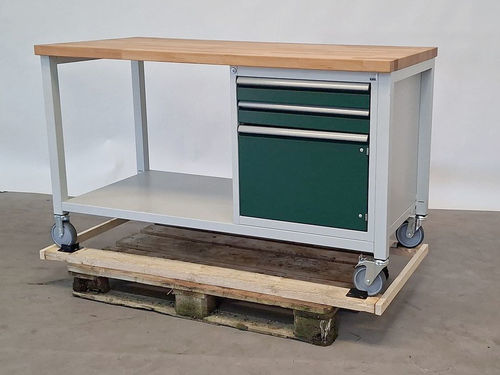 Buche-Werkbank - 15-8152A6-157B4S.20-Sch - RAU - für Werkstatt / mit Schublade / mit 2 Schubladen