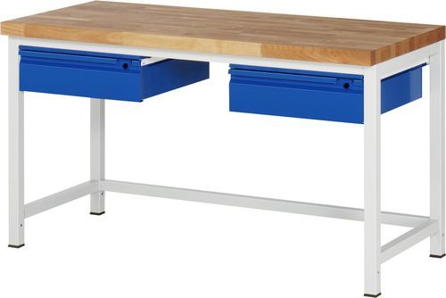 Buche-Werkbank - 8002 - RAU - mit Schublade / mit 2 Schubladen / vollverschweißt