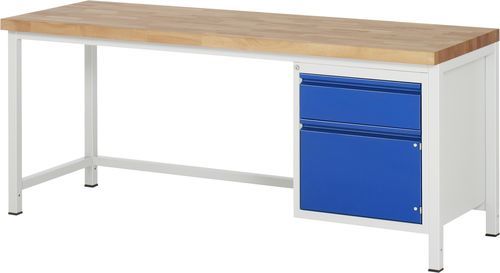 Buche-Werkbank - 8152 - RAU - für Werkstatt / mit Schublade / mit Tür