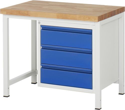 Buche-Werkbank - 8157 - RAU - mit Schrank / mit 3 Schubladen / mit Schublade