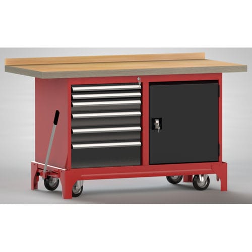 Buche-Werkbank - WP782N-1500M45-E0012 - KLW LUTZ - für Werkstatt / 6-Schubladen / mobil