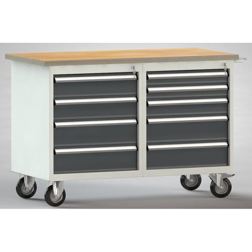 Buche-Werkbank - WP834N-1200M30-E7045 - KLW LUTZ - für Werkstatt / Multi-Schubladen / mobil
