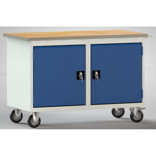 Buche-Werkbank - WP834N-1200M30-X7036 - KLW LUTZ - mobil / mit Doppeltür / Fachboden