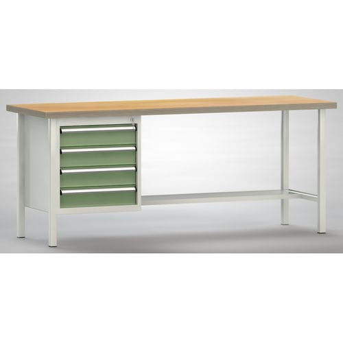 Buche-Werkbank - WS118N-2000M40-E7029 - KLW LUTZ - für Werkstatt / mit 4 Schubladen / Metall
