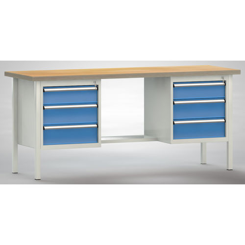 Buche-Werkbank - WS202E-2000M40-E2002 - KLW LUTZ - für Werkstatt / 6-Schubladen / Metall