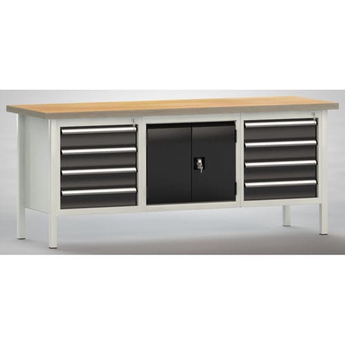 Buche-Werkbank - WS239N-2000M40-E2050 - KLW LUTZ - für Werkstatt / 8-Schubladen / mit Tür