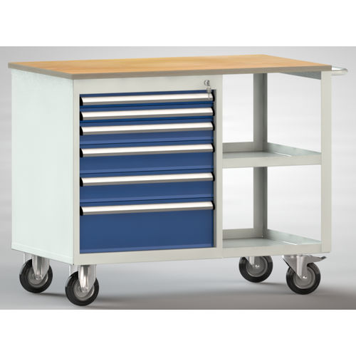Buche-Werkbank - WS822N-1000M20-E1901 - KLW LUTZ - für Werkstatt / 6-Schubladen / mobil