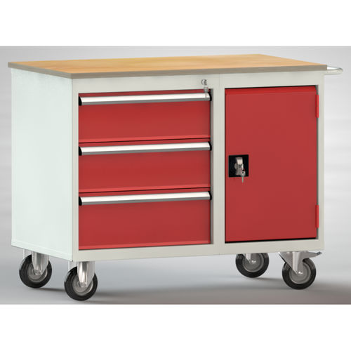 Buche-Werkbank - WS824N-1000M20-E1001 - KLW LUTZ - für Werkstatt / mit 3 Schubladen / mobil