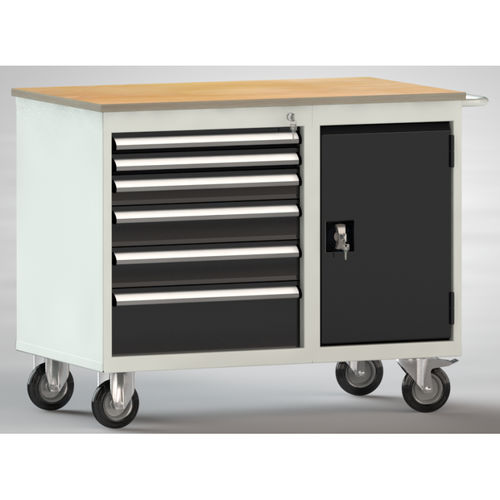 Buche-Werkbank - WS824N-1000M20-E1903 - KLW LUTZ - für Werkstatt / 6-Schubladen / mit Doppeltür