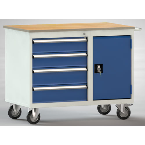 Buche-Werkbank - WS824N-1000M20-E7055 - KLW LUTZ - für Werkstatt / mit 4 Schubladen / mit Doppeltür