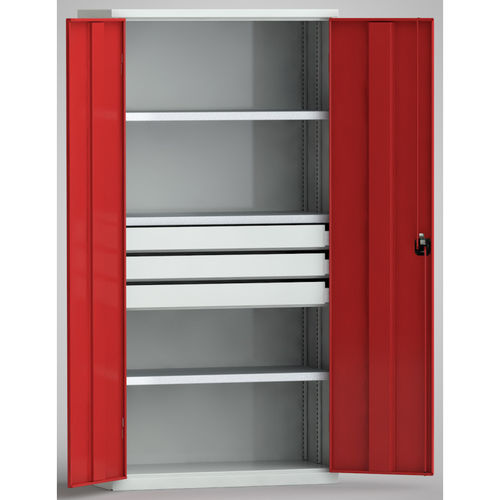 Lagerschrank - UNIVERSAL  - KLW LUTZ - bodenstehend / mit 3 Schubladen / Flügeltüren