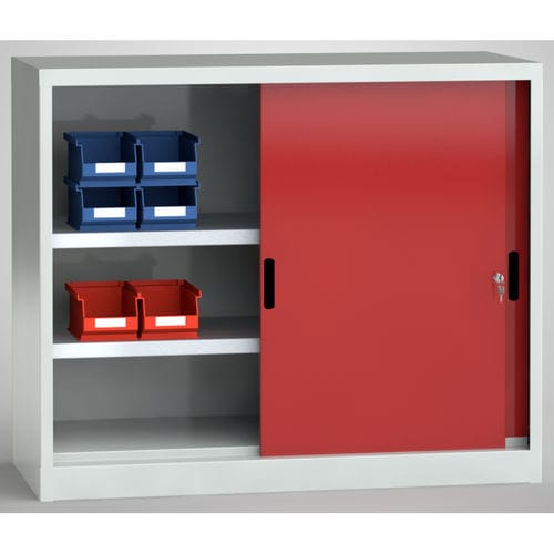 Büroschrank - 7SN-QL1000TB-1012XRB - KLW LUTZ - bodenstehend / mit Schiebetüren / Fachböden