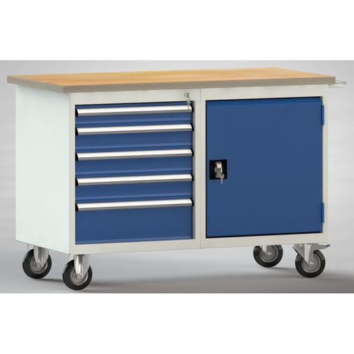 Buche-Werkbank - WP834N-1200M30-E7025 - KLW LUTZ - für Werkstatt / Industrie / mit 5 Schubladen