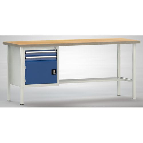 Buche-Werkbank - WS118E-2000M40-E1691 - KLW LUTZ - für Werkstatt / vollverschweißt / mit 2 Schubladen