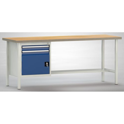 Buche-Werkbank - WS118N-2000M40-E1691 - KLW LUTZ - mit 2 Schubladen / mit Tür / Fachboden