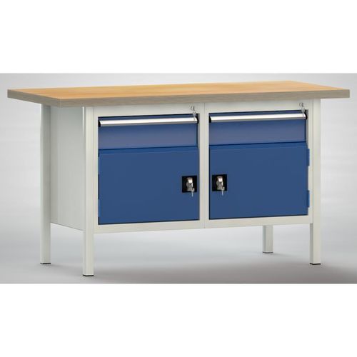 Buche-Werkbank - WS177N-1500M40-E1650 - KLW LUTZ - für Werkstatt / mit 2 Schubladen / mit Schrank