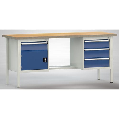 Buche-Werkbank - WS202E-2000M40-E2072 - KLW LUTZ - mit Tür / mit 4 Schubladen / ergonomisch