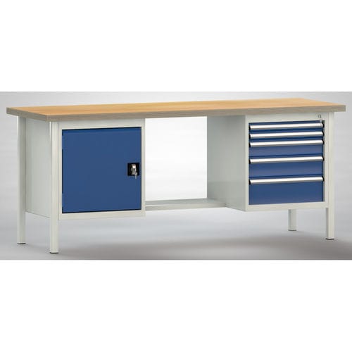 Buche-Werkbank - WS202N-2000M40-E2003 - KLW LUTZ - für Werkstatt / mit 5 Schubladen / mit Tür