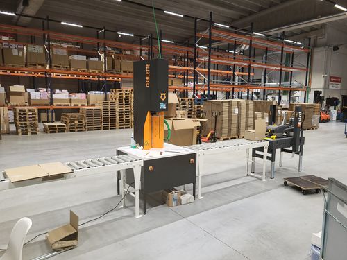 Verpackungsmaschine zur Höhenreduzierung von Faltkartons - Cubilette type C4-GF - Durrenberg - halbautomatisch / kontinuierlich / zur Reduzierung der Kartonhöhe