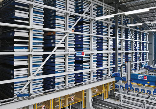 Vertikales automatisches Lagersystem - Fehr Warehouse Solutions Inc. - für lange Produkte / Fachböden