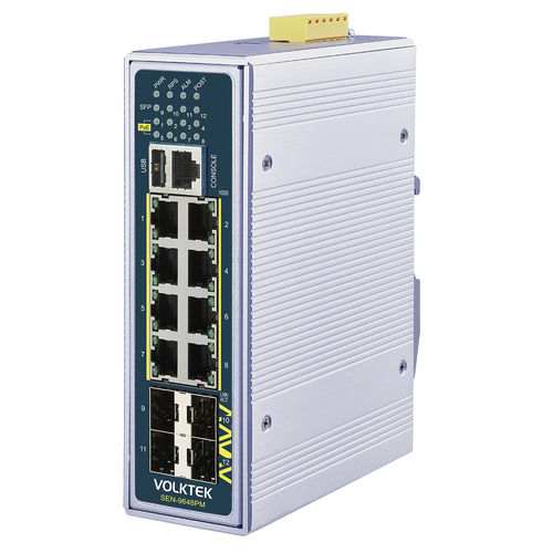 Ethernet-Switch / managed - SEN-9648PM-24V - Volktek - 12 Ports / Gigabit-Ethernet / PROFINET