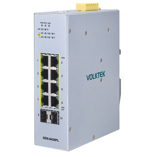 Ethernet-Switch / managed - SEN-8428PL - Volktek - 8 Ports / für DIN-Schiene / DIP