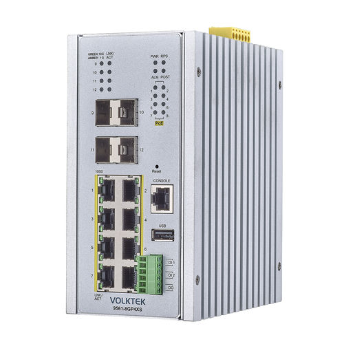Ethernet-Switch / managed - 9561-8GP4XS-TSN - Volktek - 8+4 Ports / Gigabit-Ethernet / LWL