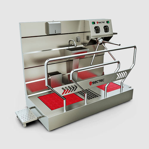 Hygieneschleuse mit Sohlenreiniger - SCT.HJN01.304.0002 - Sectec Security Technology - mit Handwaschbecken / mit Desinfektion
