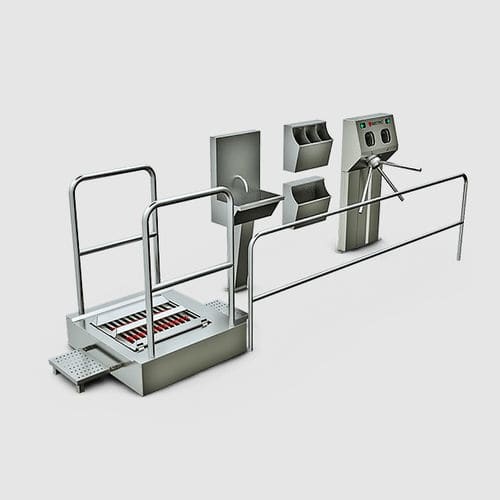 Hygieneschleuse mit Sohlenreiniger - SCT.HJN01.304.0007 - Sectec Security Technology - mit Handwaschbecken / mit Desinfektion