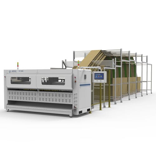 Wellkartonmaschine - FF2800 - AOPACK LTD. - mit gleichmäßigen Schlitzen / mit Fächerfaltung / mit Z-Faltung