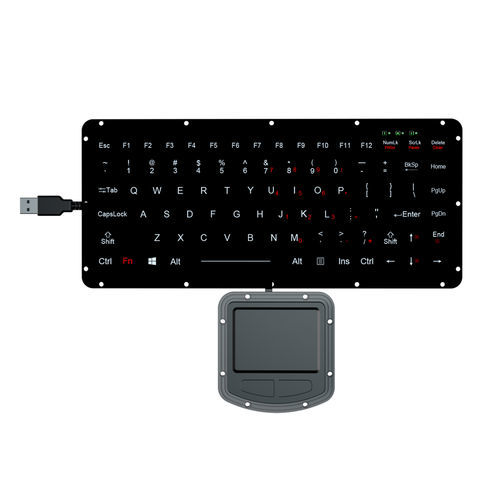 Einbaufähige Tastatur - K-TEK-M270-FN-MS-BL-IL+M73TP - Key Technology Rugged System Limited - Membran / 2 Maustasten / 87 Tasten