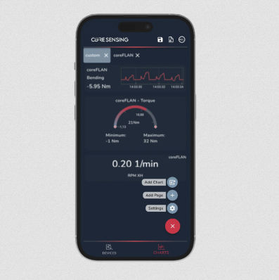 Mobile App / Mess - coreVIEWER - core sensing GmbH - Schnittstellen / für Sensor / für IIoT-Anwendungen