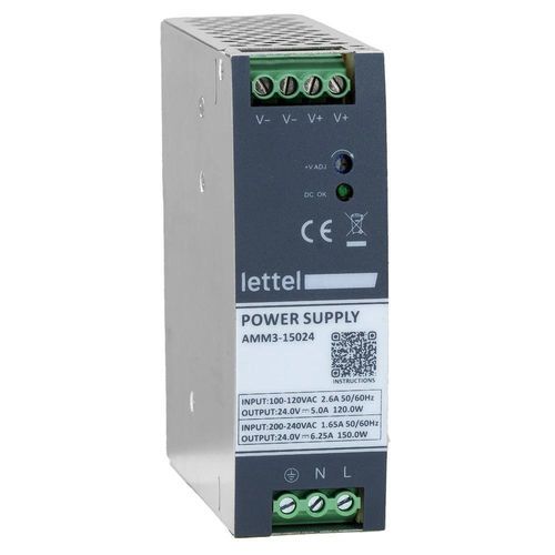 Stromversorgung für DIN-Schiene - AMM3 series - Lettel - AC/DC / stabilisiert / Schaltnetzteil