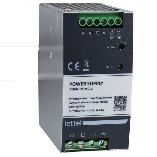 Stromversorgung für DIN-Schiene - AMM4-TRI series - Lettel - AC/DC / stabilisiert / mit mehreren Ausgängen