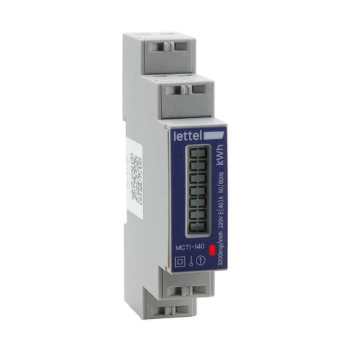Einphasiger elektrischer Energiezähler - MCT1-140 - Lettel - für DIN-Schiene / digital / Impulsausgang