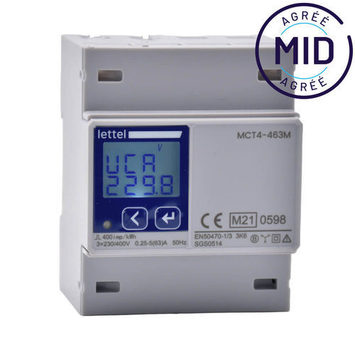 Drehstromzähler - MCT4-463M - Lettel - für DIN-Schiene / Modbus / Impulsausgang
