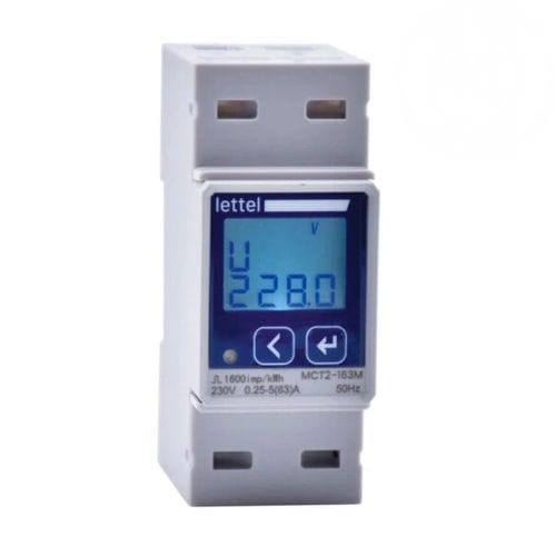 Einphasiger elektrischer Energiezähler - MCT2-163M - Lettel - für DIN-Schiene / Impulsausgang / Modbus RTU