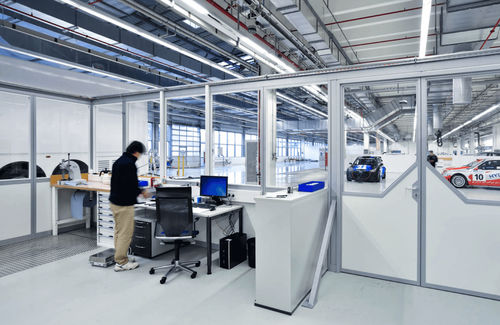 Werkstatt-Trennwand - Systemraum TRENDLINE - KLEUSBERG - modular / weich